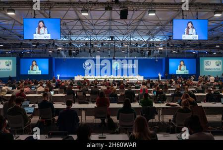 Glasgow, Scozia, Regno Unito. 12 novembre 2021. 13° giorno e ultimo giorno del vertice sul clima dell'ONU COP26 a Glasgow. PIC; incontro Plenario interno dei popoli a COP2 . Iain Masterton/Alamy Live News. Foto Stock