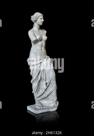 Venus de Milo ancinet statua greca di Afrodite, circa 150 e 125 AC, Museo del Louvre Ma399 o N527. Afrodite è raffigurato capelli in una pistola con un testone Foto Stock