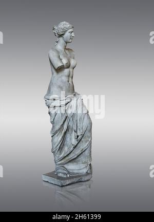 Venus de Milo ancinet statua greca di Afrodite, circa 150 e 125 AC, Museo del Louvre Ma399 o N527. Afrodite è raffigurato capelli in una pistola con un testone Foto Stock