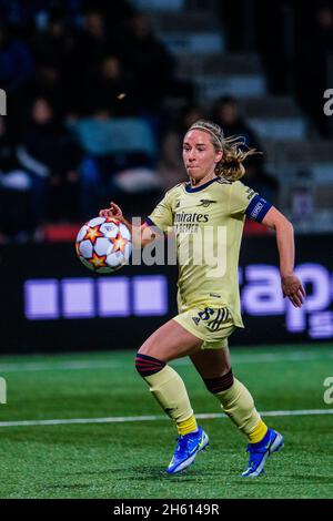 Koege, Danimarca. 10 novembre 2021. Jordan Nobbs (8) of Arsenal visto nella partita UEFA Women’s Champions League tra HB Koege e Arsenal allo Stadion Sport di Koege. (Photo credit: Gonzales Photo - Robert Hendel). Foto Stock