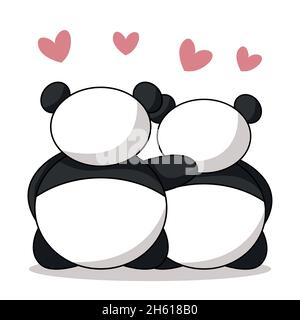 Carta dedicata per San Valentino in coppia innamorata degli orsi panda Illustrazione Vettoriale