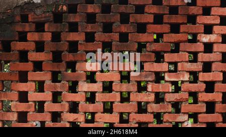 Muro costruito di mattoni stranamente costruì 0 Foto Stock