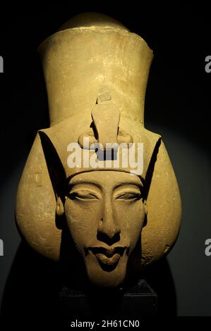 Egypte, la Côte méditerranéenne, Alexandrie, Musée National d'Alexndrie, Tete de Akhenaten. // Egitto, Alessandria, Museo Nazionale. Capo di Akhenaten. Foto Stock