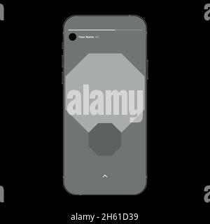 Sfondo geometrico grigio per i social media. Modello di storie. Mockup realistico per smartphone. Illustrazione vettoriale Illustrazione Vettoriale