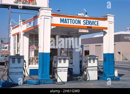 Mattoon Service Gulf, Culver City, California; ca. 1977. Foto Stock