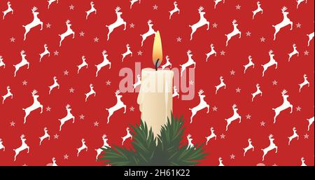 Immagine di candela sopra le icone della renna a natale Foto Stock