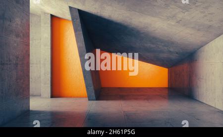 interni astratti in cemento e colori caldi. rendering 3d. nessuno Foto Stock