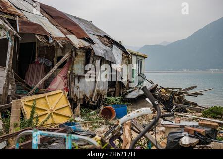 vecchia capanna di pesca, baia villaggio di pesca tai o, lantau Foto Stock