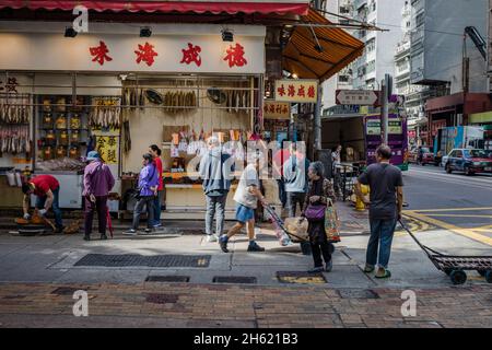 macellai e mercanti all'aperto, hong kong Foto Stock