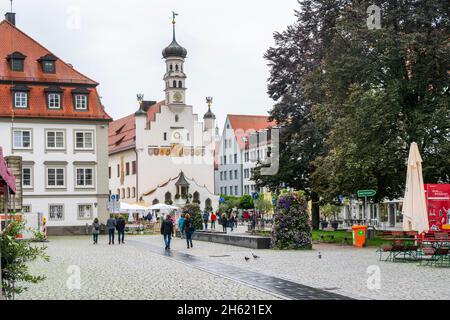 lo storico municipio nella città vecchia di kempten, baviera Foto Stock