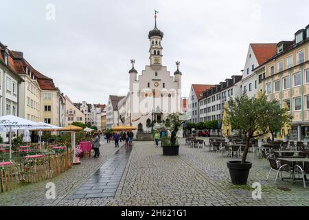 lo storico municipio nella città vecchia di kempten, baviera Foto Stock