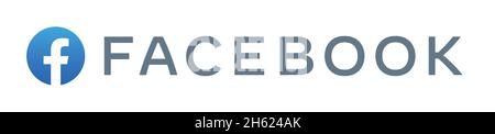 Kiev, 11 novembre 2021: Logo facebook isolato su bianco. Vettore Illustrazione Vettoriale