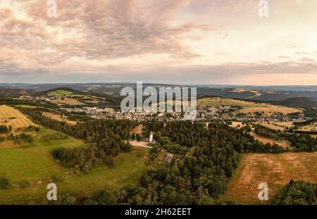 germania,turingia,comunità rurale schwarzatal,oberweißbach,torre di osservazione,paesaggio,foresta,montagne Foto Stock