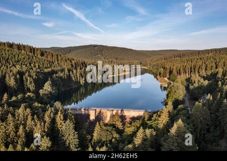 germania,turingia,oberhof,lütschetalsperre,muro diga,foresta,montagne Foto Stock