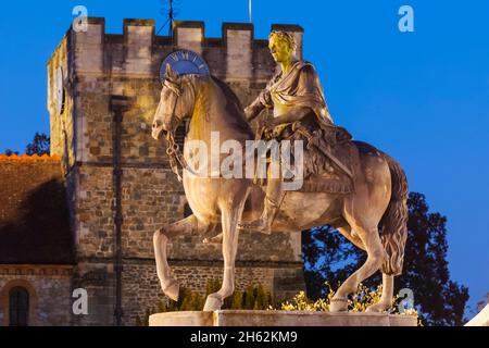 inghilterra, hampshire, petersfield, statua equestre del principe guglielmo iii a cavallo Foto Stock