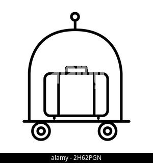 Icona dell'app della linea di bagagli dell'hotel isolata su sfondo bianco Illustrazione Vettoriale