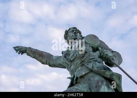 francia,bretagna,ille et vilaine,saint malo,statua del capitano privato robert surcouf Foto Stock