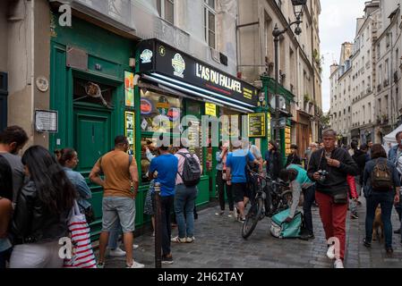 francia,parigi,l`as du fallafel,noto punto di vista nel quartiere ebraico del marais Foto Stock