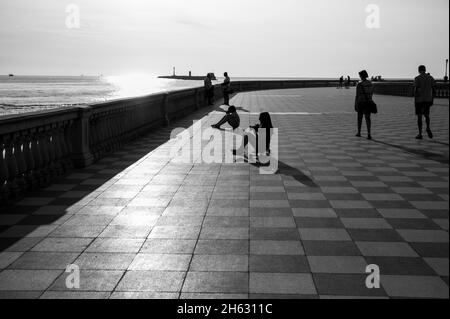 colonne di terrazza mascagni a livorno, toscana Foto Stock