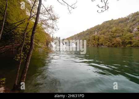 cascate nel parco nazionale di plitvice, croazia Foto Stock