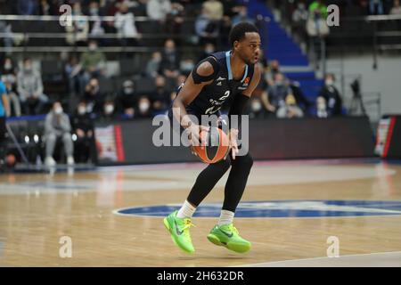 San Pietroburgo, Russia. 12 novembre 2021. SAN PIETROBURGO, RUSSIA - NOVEMBRE 12: Jordan Loyd of BC Zenit durante la partita dell'Eurolega Turkish Airlines tra BC Zenit e BC Olympiacos alla Sibur Arena il 12 Novembre 2021 a San Pietroburgo, Russia (Foto di Anatolij Medved/Orange Pictures) Credit: Orange Pics BV/Alamy Live News Foto Stock