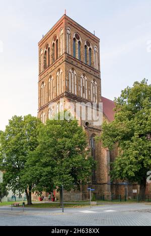 peenetal fiume paesaggio parco naturale, anklam, città vecchia, nikolaikirche Foto Stock