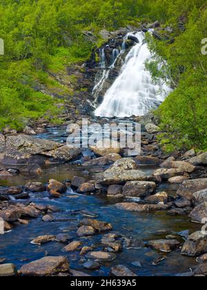 europa,svezia,provincia di jämtland,härjedalen,cascata di andersjönsfallet fjällnäs Foto Stock