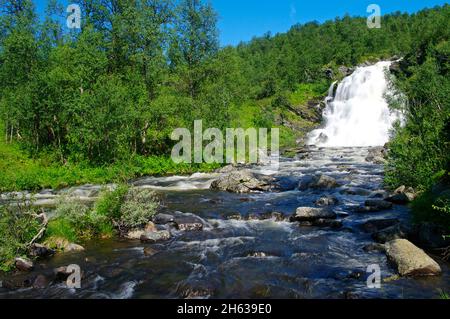 europa,svezia,provincia di jämtland,härjedalen,cascata di andersjönsfallet fjällnäs Foto Stock