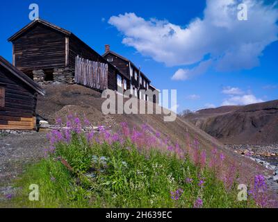 europa,norvegia,provincia di trondelag,città mineraria di röros,edifici minerari sul cumulo delle scorie Foto Stock