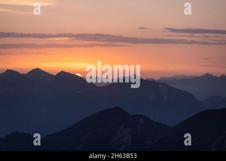 alba sulle alpi ammergau Foto Stock