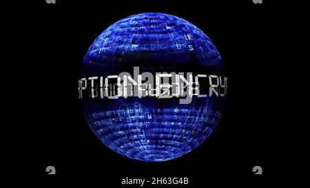 Concetto di crittografia sulla sfera rotante Foto Stock