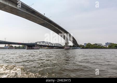 ponte di bangkok, ponte rama iii, ponti sul fiume chao phraya, bangkok, thailandia, asia Foto Stock