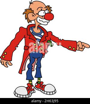 Il disegno a mano vettorizzato di un clown divertente Illustrazione Vettoriale