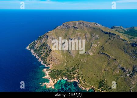 veduta aerea, paesaggio di montagna del cap de farrutx,artà,mallorca,isole baleari,spagna Foto Stock