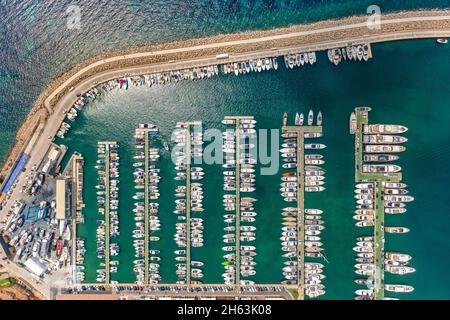 vista aerea,barche nel porto portuale puerto portali,portali nous,calvia,mallorca,isole baleari,spagna Foto Stock