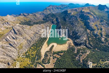 veduta aerea,cúber reservoir in montagna,embassament de cúber,escorca,maiorca,isole baleari,spagna Foto Stock