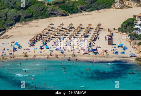 foto aerea,cala anguila-cala mendia,baia e spiaggia playa de cala mandia,manacor,mallorca,isole baleari,spagna,europa,maiorca Foto Stock