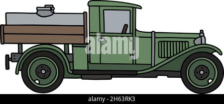 Il disegno a mano vettorizzato di un carro armato d'epoca Illustrazione Vettoriale