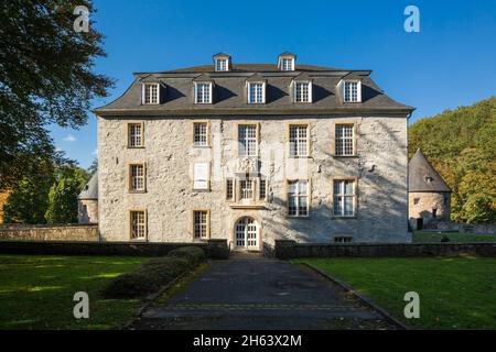 germania,velbert,velbert-neviges,bergisches terra,niederbergisches terra,niederberg,renania,nord renania-vestfalia,nrw,hardenberg castello in neviges,ex castello fossato,edificio principale,casa padronale,torre d'angolo,barocco Foto Stock