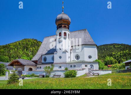 chiesa parrocchiale,oberau,distretto di berchtesgaden,alpi berchtesgaden,berchtesgadener terra,alta baviera,baviera,germania Foto Stock