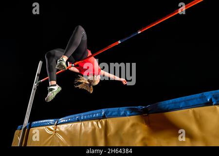 high jumper,atletica,winterbach,baden-württemberg,germania Foto Stock