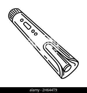 Curling capelli automatico ferro parte di Women Makeup Strumenti e accessori disegno a mano icona set Vector. Illustrazione Vettoriale