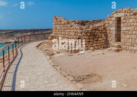 Parco Archeologico di Sumhuram con rovine dell'antica città di Khor Rori vicino a Salalah, Oman Foto Stock