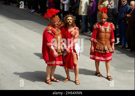 Italia, Sicilia, Marsala, Giovedì Santo, processione di Misteria (Processione dei Misteri eventi) Foto Stock