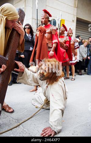 Italia, Sicilia, Marsala, Giovedì Santo, processione di Misteria (Processione dei Misteri eventi) Foto Stock