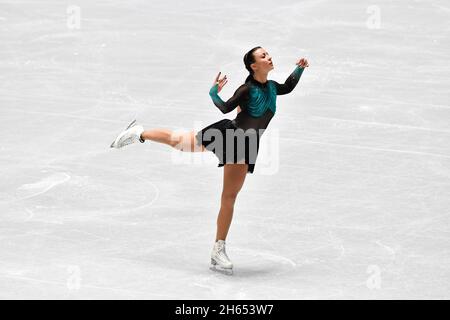 Tokyo. 13 Nov 2021. Nicole Schott di Germania compete durante il Women's Free Skating al Grand Prix International Skating Union (ISU) di Figure Skating a Tokyo, Giappone, il 13 novembre 2021. Credit: Zhang Xiaoyu/Xinhua/Alamy Live News Foto Stock