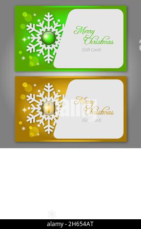 Carte regalo di Natale astratte con gemme di fiocco di neve e spazio per la copia Illustrazione Vettoriale