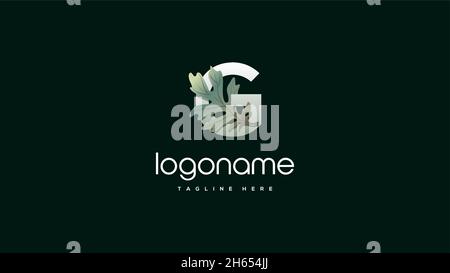 Lettera iniziale G logo foglia di quercia Illustrazione Vettoriale