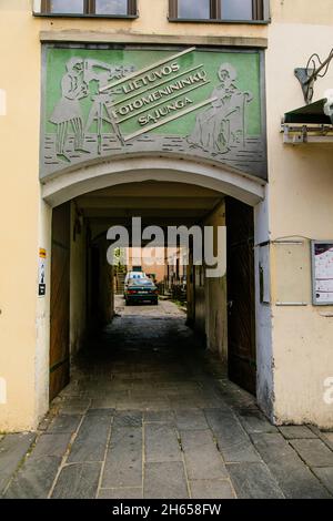 Kaunas, Lituania - maggio 2019: Quartiere centrale di Kaunas. Foto Stock