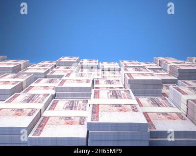Denaro di Myanmar. Kyat fatture. Banconote MM3. 500 birmano. Affari, finanza, notizie di background. illustrazione 3d. Foto Stock